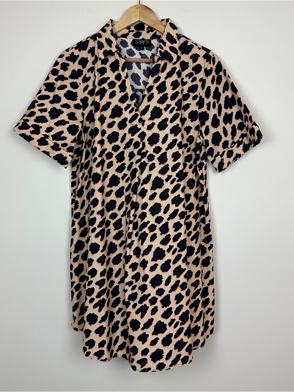 SSYS Poplin Leopard Mini Dress Sz L